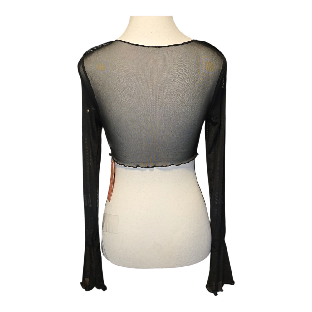 Rave Festival Top Womens Size XS Black Sheer Mesh Bell Sleeve Clubwear Goth NWT - Picture 4 of 12